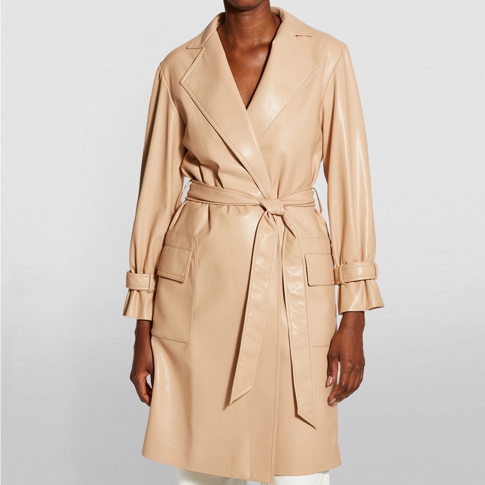 BRAND NEW Alice + Olivia Vegan Leather Gitana Belted Trench Coat